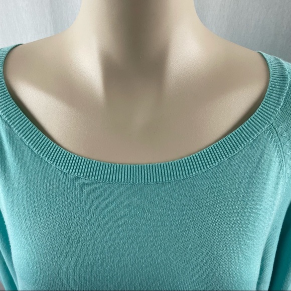 Repeat Mint Blue/Green Scoop Neck Long Sleeve Sweater with Patch Front Pockets S - Picture 8 of 8